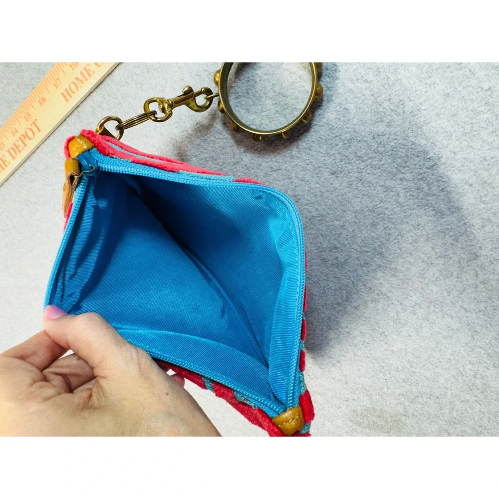 Zebra Print Medium Purse Clutch Pouch‎ Pink Turquoise Bracelet Statement Trendy
